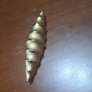 Gold Tone Spiral Shell Pendant Brooch 2 3/4" Size